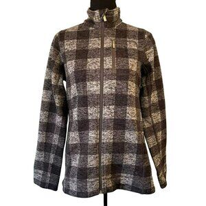 Calvin Klein Women's XS Gingham Black Gray Checker Fleece Zip Up LS Jacket